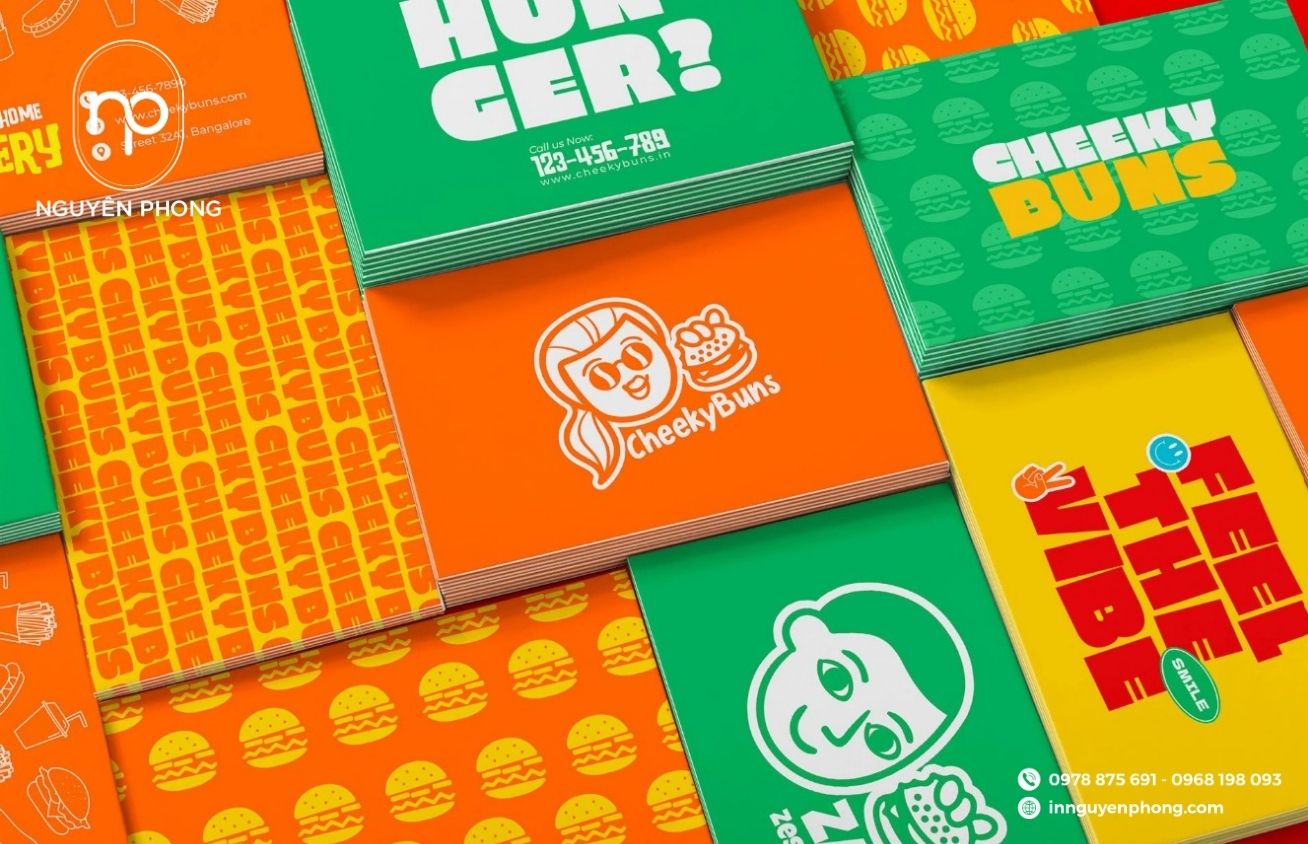 Thiết kế bao bì thực phẩm trên card visit nổi bật